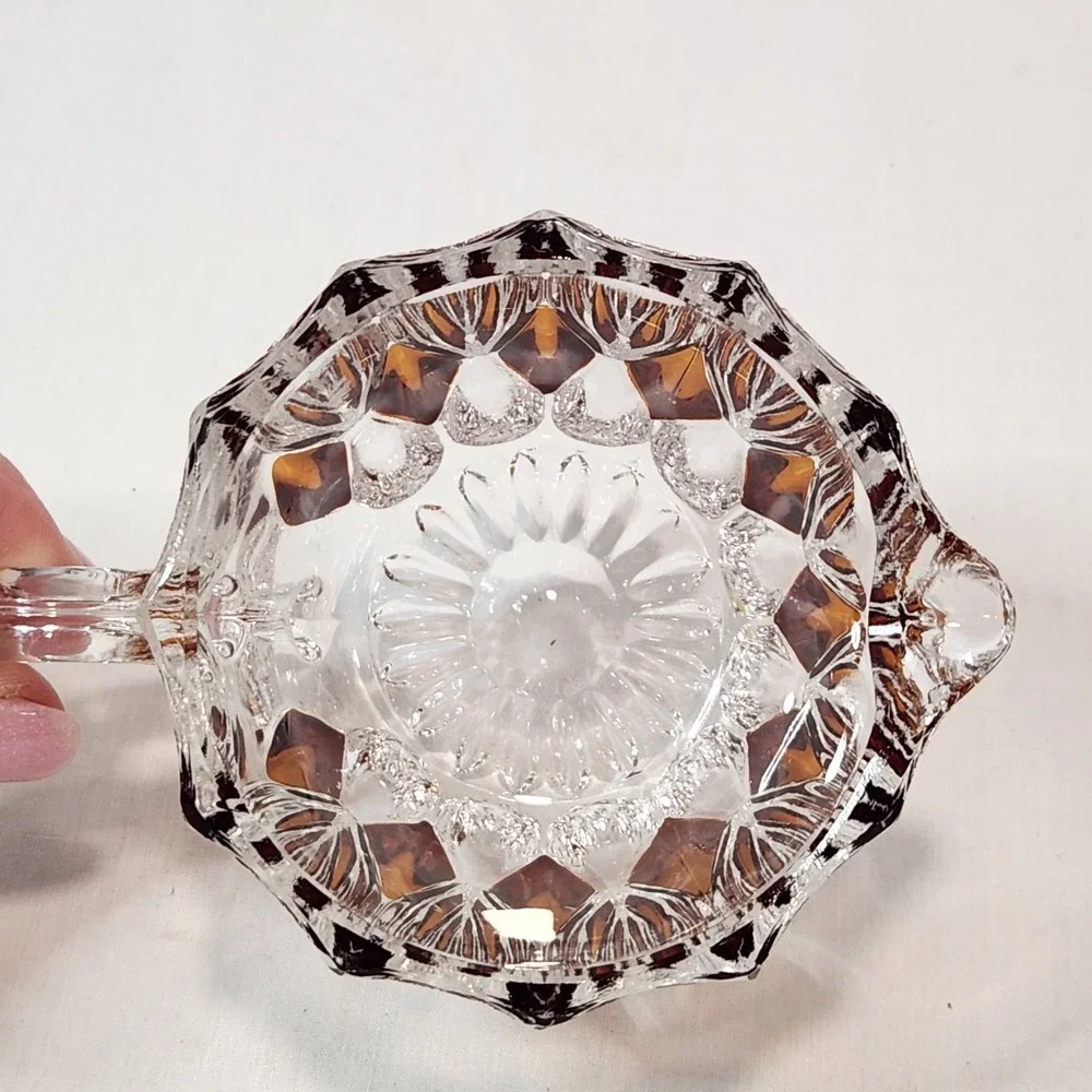 French‎ Cut Crystal Amber Diamonds Creamer Vintage